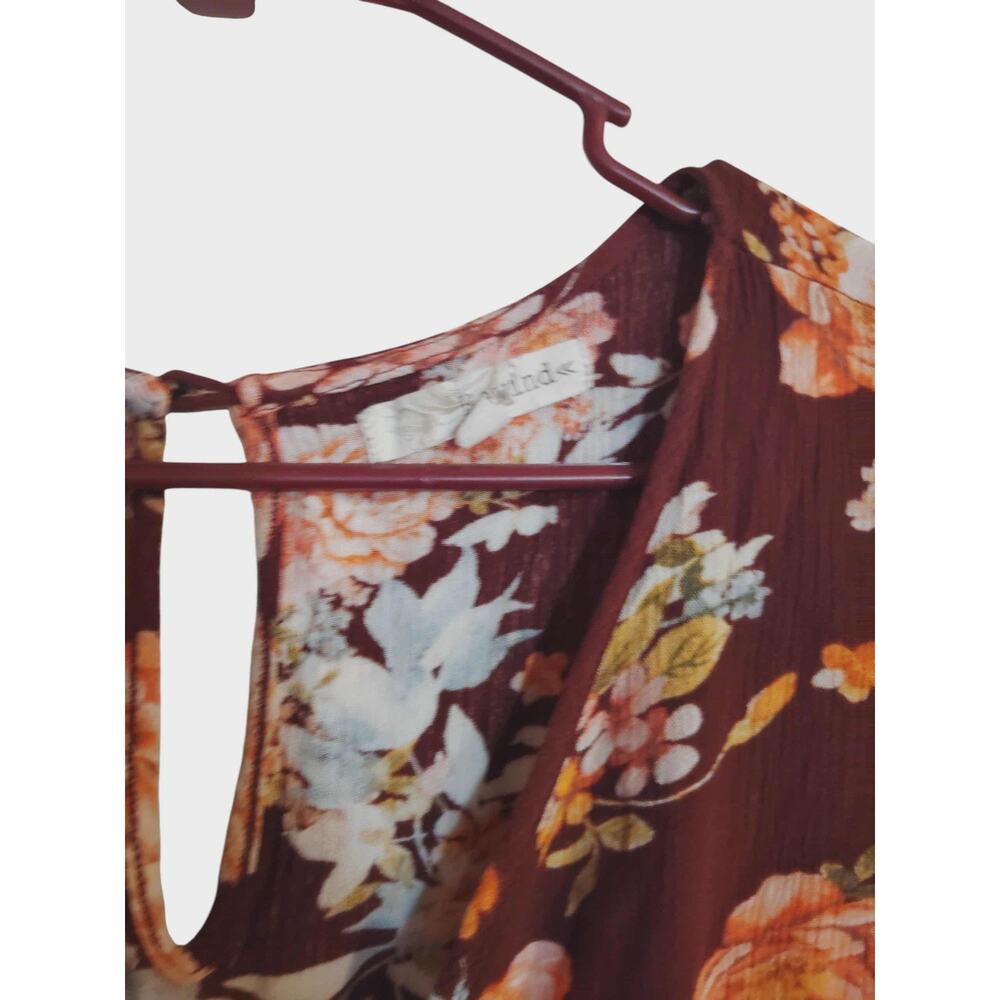 Rewind Burgundy‎ Floral Romper With POCKETS / Keyhole Back Size XL - Picture 3 of 4